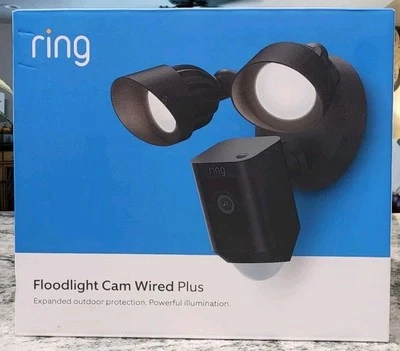 New Ring Floodlight Cam Wired Plus Outdoor Camera Black  - Image 1 of 4
