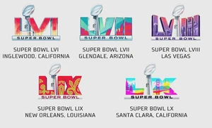 8 FEBBRAIO 2026 LEVI'S STADIUM SUPER BOWL 60 LX *PLASTICA* TOPPA ferro/cucito - Foto 1 di 5