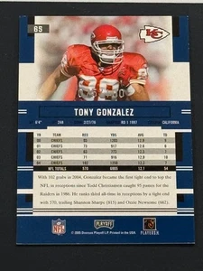 TONY GONZALEZ - SP/100 XTRA POINTS PARRALLEL - 2005 Playoff Prestige #65 - Bild 1 von 2