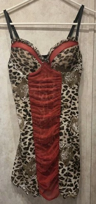  Lencería con estampado de leopardo y malla roja talla pequeña para mujer nueva sin etiquetas Foto 1 de 3