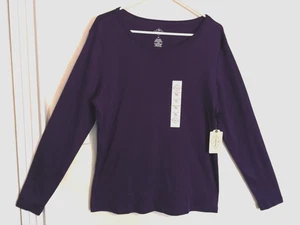 Camicia donna St Johns Bay XL viola manica lunga girocollo top casual ufficio - Foto 1 di 4