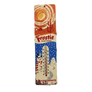 Insegna Latta Vintage Frostie Root Beer 11 1/2 X 3 1/4 Metallo Termometro Pupazzo di Neve RARA - Foto 1 di 7