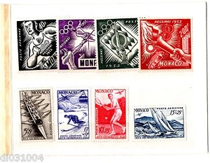 MONACO 8 TIMBRES 1948  - 1952 NEUF  JEUX OLYMPIQUES / HELSINKI UNC NEUF - Picture 1 of 1