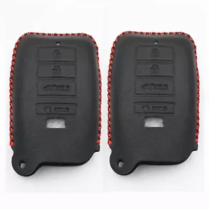 2Pcs Black Leather For Acura MDX TLX RDX RLX ILX 4 Buttons Key Case Fob Cover - Bild 1 von 4