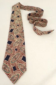 GIVENCHY Monsieur Tie Necktie VINTAGE Medallion Burgundy / Blue Silk Italy Wide - Picture 1 of 8