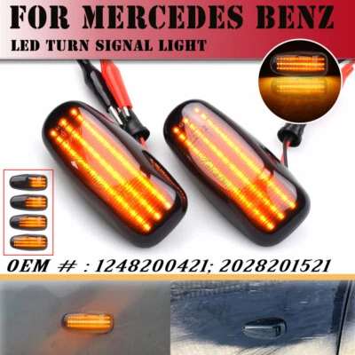 Luz marcadora lateral dinámica LED negra para Benz CLK320 CLK430 CLK500 1998-2003 Foto 1 de 4