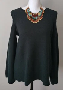 NWT Ann Taylor Loft Bell Sleeve Cold Shoulder Top Sweater Green Large - Picture 1 of 8