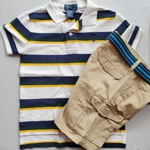 Boys Size 5 Ralph Lauren Polo Top and Nautica Cargo Shorts NEW $71 - Picture 1 of 2