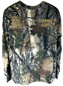 Country Life Outfitters Bone Realtree Camo Orange Deer Skull Hunt L/S Shirt Med - Picture 1 of 12