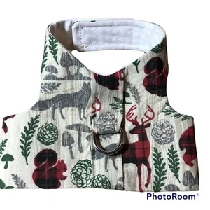 Handmade Dog Harness Vest Red Black Plaid Deer XXS 2400 - Picture 1 of 2