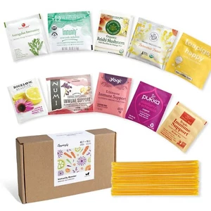 Immunity Booster Herbal Tea Sampler. 40 Teabags. 10 Flavors. 10 Honey Sticks. - Picture 1 of 7