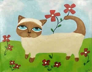 Buy 2 Get the 3rd FREE, 11 x 14, Art PRINTS, Wall Art, Cat Art Print, Naive Art - Picture 1 of 5