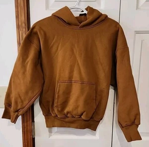 YZY CHILDREN'S UNISEX  10-11 FRONT POCKET HOODIE BROWN DOUBLE LAYER 100% COTTON - Picture 1 of 21
