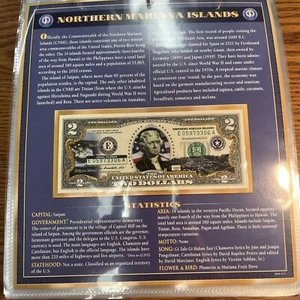 2013 2 Dollar Bill Northern Mariana Islands Statehood Note Colorized - Picture 1 of 1