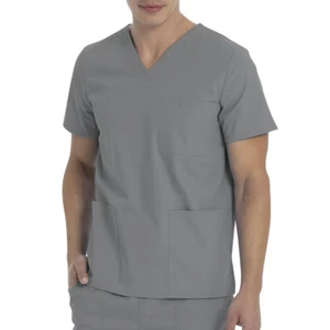 Scrubstar Unisex Solid V-Neck Scrub Top WM01T895 Gray Medium NWT Medical - Picture 1 of 4