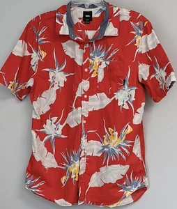 VANS Men's Red Button Up Shirt Short Sleeve Hawaiian Skater Shirt Size M Vintage - Picture 1 of 4