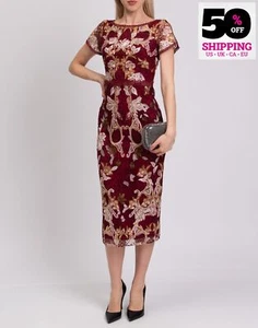 RRP €995 MARCHESA NOTTE Tulle Pencil Dress US8 UK12 IT44 L Embroidered Lace Trim - Picture 1 of 7