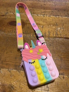 Pop it Unicorn Purse, Shoulder Bag Push Bubble Fidget Toy Gift Kids (Rainbow) - Picture 1 of 5