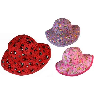 Bugzz Kids Girls Boys Sun Hat Childrens Colourful Beach Fun Hats 1 - 6 Years