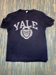 Champion Yale Lux Et Veritas Single Stitch T-Shirt Blue Vtg 80s Men's Small Blue - Picture 1 of 6