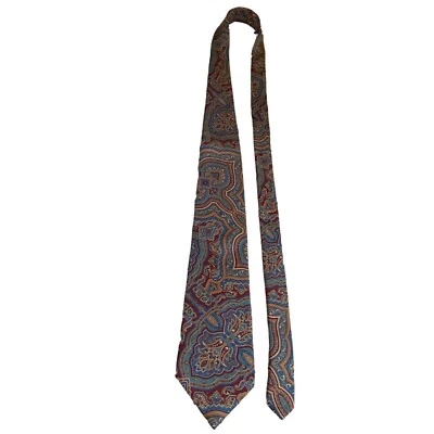 Corbata Scott Foster Para Hombres 100% Seda Cuello Paisley Borgoña Azul Marrón Carrera Papá Regalo Foto 1 de 4