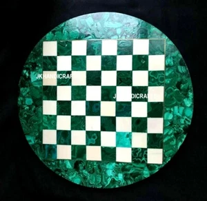 36" Marble Chess Malachite Table Top Green Handmade Work Home & Garden - Picture 1 of 3