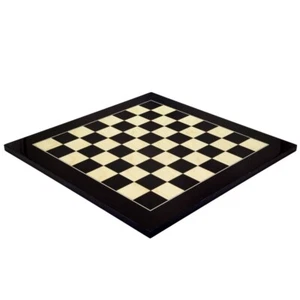 19.7 Inch Lacquered Black Anegre and Maple Deluxe Chess Board - Picture 1 of 5