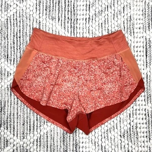 OUTDOOR VOICES Hudson 2.5" Shorts Running Athletic Red Orange Brick Print Sz S - Picture 1 of 7
