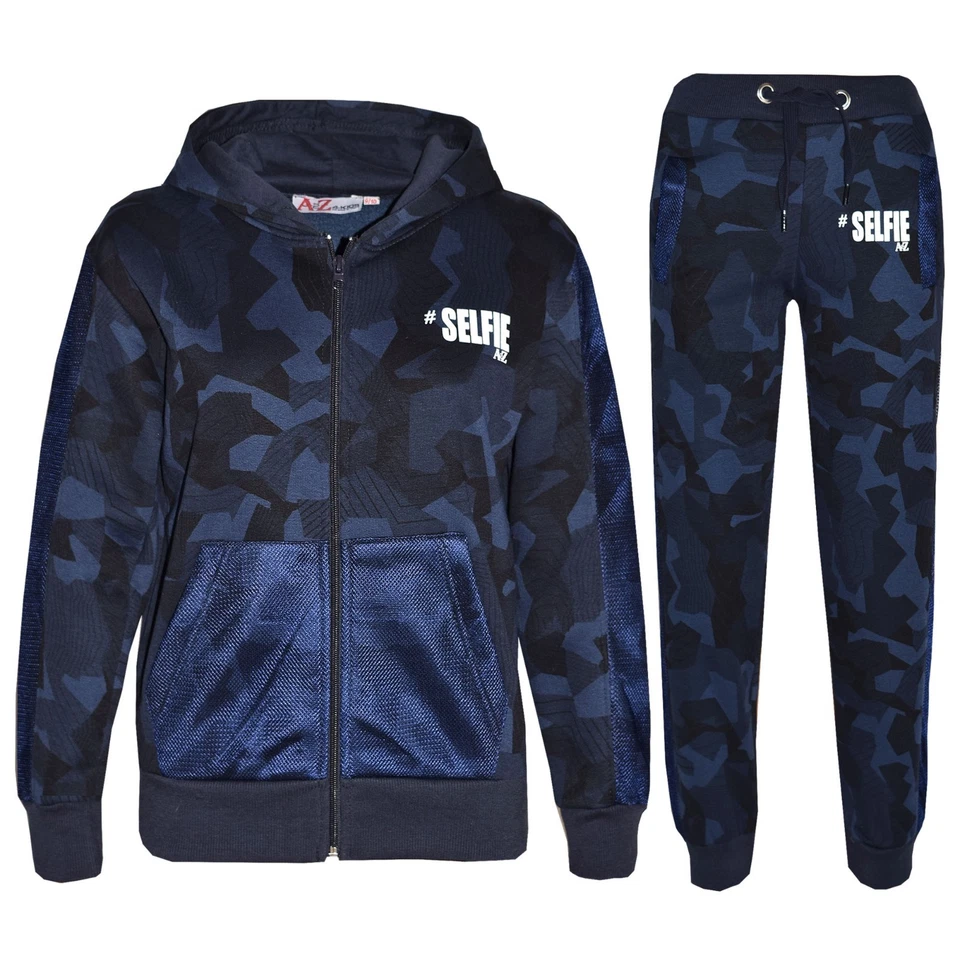 Kids Boys Girls Tracksuit Designer's #Selfie Camouflage Jogging Suit 5-13 Years - Image 1 of 1