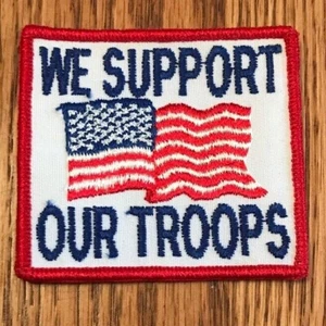 Parche Bandera Americana Apoyamos a Nuestras Tropas Parche Cuadrado Bordado 3x3 - Imagen 1 de 4