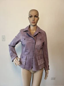 Zenobia Made in Italy Flieder Lila Echtleder Jacke Asymmetrisch Reißverschluss 6 - Bild 1 von 21