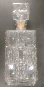 Vintage geschliffenes & gepresstes Glas Schnaps Dekanter 10" x 4" - Bild 1 von 10