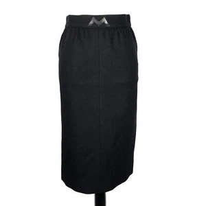 Louis Feraud Paris Vintage Black Wool High Waist Pencil Skirt Size US 8 FR 40 - Picture 1 of 6
