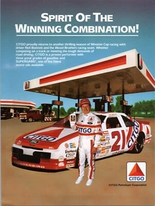 Anuncio impreso Nascar 1990 Neil Bonnett Wood Brothers City Racing - Imagen 1 de 2