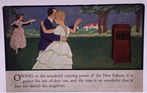 The New Edison Phonograph Advertising Postcard, 1910s Art Deco Music Dancing - Picture 1 of 2