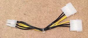 Dual 4 Pin Molex IDE to 6 Pin PCI-E Graphic Card Power Connector Cable Adapter - Picture 1 of 3