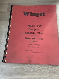 WINGET MODEL 5ST 2TON DIESEL DUMPER SPARE PARTS MANUAL LIST 2WD SIDE SEAT - Picture 1 of 7
