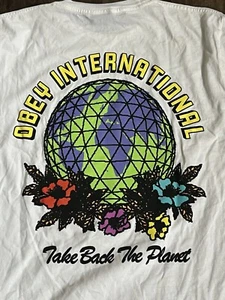Rare Obey International “Take Back The Planet” World Flowers Print Adult Small - Picture 1 of 9