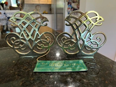 Virginia Metalcrafters Brass Bookends Thomas Jefferson Monticello Cypher 1987 - Image 1 of 4