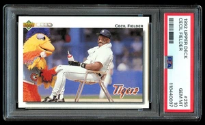 1992 Upper Deck #255 Cecil Fielder PSA 10 GEM MINT - w/ Sand Diego Chicken - Picture 1 of 2