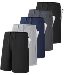 5 Pack Boys Athletic Shorts Large 5a Black,black,dark Grey,navy,light Grey - Picture 1 of 7