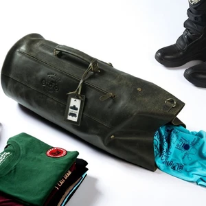 Handmade Leather Duffel Bag | Motorcycle Biker Travel Gym Overnight Luggage - Picture 1 of 32