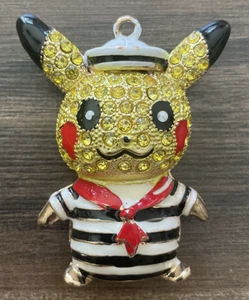 Collar Bling Pokemon Pikachu Marinero Dije Cristal Estrás Oro Diamante Aspecto - Imagen 1 de 16