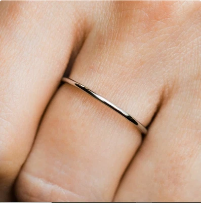 Silver Stackable Ring, Thin Band Ring, Silver Band Ring, Minimalist All Size - Image 1 of 4