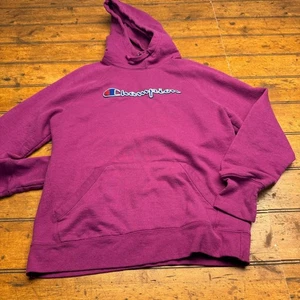 Champion Mujer Magenta Púrpura Clásico Logo Sudadera con Capucha Mediana - Imagen 1 de 5