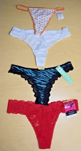 4 NWT Maidenform Honey Dew Thong Panty Lot Size S Small Orange Red Multicolor - Picture 1 of 9