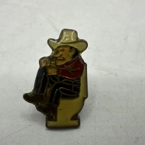 VTG 1980’s Cowboy Sitting on Toilet Lapel, Hat, Tie Pin- Country Western- Enamel - Picture 1 of 6