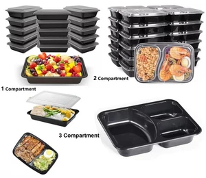 Plastic Food Containers with Lids Meal Prep Boxes Microwave Freezer Takeaway Box - Picture 1 of 10