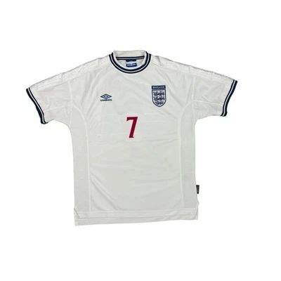 Maillot football vintage Angleterre #7 Beckham domicile saison 1999-2000 - Photo 1/4