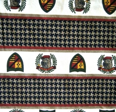 Salty Dog Houndstooth Striped Red Gold Cotton Knit Fabric Vtg 4 Yards 144" X 60" - Image 1 of 3